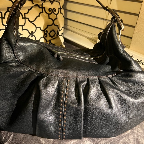 Cole Haan Rouched Hobo Bag - Black Leather - no call-outs - Picture 2 of 14